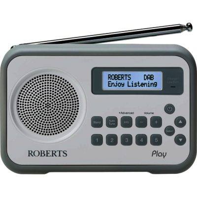 Roberts Play White - DAB/DAB+/FM RDS Radio with Built-in Battery Charger Interchangeable Rubber Bumper (Optional)